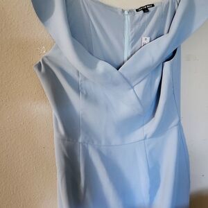 Powder blue off shoulder dress